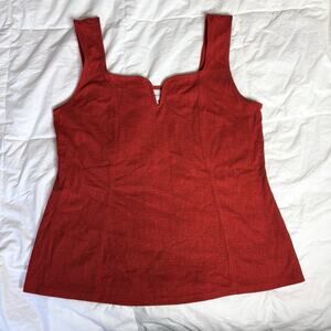 Ava & Viv Red Split Neck Sleeveless Top Plus Size 1X Textured Knit Tank Blouse